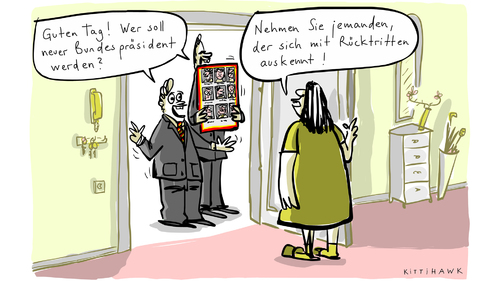 Cartoon: neuer Bundespräsident (medium) by kittihawk tagged wulff,rücktritt,neuer,bundespräsident,wulff,rücktritt,bundespräsident