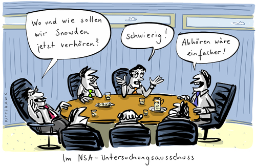 Cartoon: NSA Untersuchungsausschuss (medium) by kittihawk tagged kittihawk,2014,nsa,edward,snowden,vernehmung,verhören,abhören,einfacher,schwierig,wo,wie,untersuchungsausschuss,einreise,auslieferung,deutschland,moskau,geheimdienst,mitarbeiter,kittihawk,2014,nsa,edward,snowden,vernehmung,verhören,abhören,einfacher,schwierig,wo,wie,untersuchungsausschuss,einreise,auslieferung,deutschland,moskau,geheimdienst,mitarbeiter