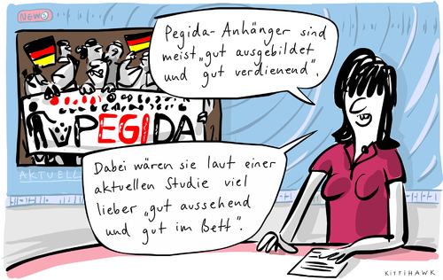 Cartoon: Pegida (medium) by kittihawk tagged kittihawk,2015,pegida,anhänger,studie,mittelschicht,unzufrieden,gut,ausgebildet,verdienend,gelaunt,aussehend,im,bett,nachrichten,sprecherin,fernsehen,montags,demonstrationen,kittihawk,2015,pegida,anhänger,studie,mittelschicht,unzufrieden,gut,ausgebildet,verdienend,gelaunt,aussehend,im,bett,nachrichten,sprecherin,fernsehen,montags,demonstrationen