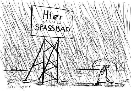 Cartoon: spassbad (medium) by kittihawk tagged regen,rain,langeweile,spaß,wasser,spaßbad,regen,langeweile,spaß,wasser,spaßbad,freibad,chlor,sturm,gewitter,nass,feucht,enttäuschung,frust,freude