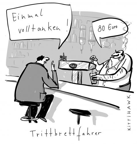 Cartoon: volltanken (medium) by kittihawk tagged öl,benzin,rohstoffpreis,trittbrettfahrer,öl,benzin,trinken,saufen,vollsaufen,sprit,preise,teuer,bar,kneipe,alkohol,volltanken,tanken,tankstelle,auto,analogie