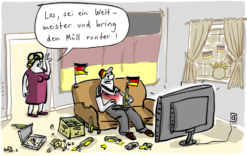 Cartoon: Weltmeister (medium) by kittihawk tagged weltmeister,brasilien,wm,kittihawk,2014,deutschland,argentinien,entspiel,finale,maracana,spannung,erlösung,alltag,als,müll,runterbrinegn,fernsehen,übertragung,fan,live,mann,frau,sofa,zu,hause,flagge,titel,weltmeister,brasilien,wm,kittihawk,2014,deutschland,argentinien,entspiel,finale,maracana,spannung,erlösung,alltag,als,müll,runterbrinegn,fernsehen,übertragung,fan,live,mann,frau,sofa,zu,hause,flagge,titel