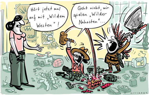 Cartoon: Wilder Nahosten (medium) by kittihawk tagged kittihawk,2014,wilder,westen,nahosten,aufhören,geht,nicht,wir,spielen,kinderzimmer,mutter,kinder,cowboy,und,indianer,draufhauen,zerschlagen,töten,zerreißen,axt,hammer,haus,zerstören,chaos,wut,rache,vergeltung,kittihawk,2014,wilder,westen,nahosten,aufhören,geht,nicht,wir,spielen,kinderzimmer,mutter,kinder,cowboy,und,indianer,draufhauen,zerschlagen,töten,zerreißen,axt,hammer,haus,zerstören,chaos,wut,rache,vergeltung