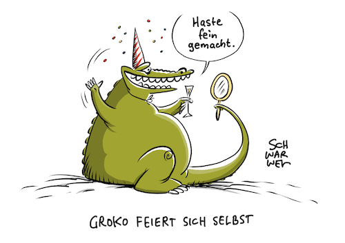 Cartoon: 1 Jahr GroKo Union und CDU (medium) by Schwarwel tagged groko,große,koalition,union,cdu,politik,politiker,deutschland,spd,nahles,merkel,giffey,spahn,csu,seehofer,klöckner,kramp,karrenbauer,cartoon,karikatur,schwarwel,groko,große,koalition,union,cdu,politik,politiker,deutschland,spd,nahles,merkel,giffey,spahn,csu,seehofer,klöckner,kramp,karrenbauer,cartoon,karikatur,schwarwel