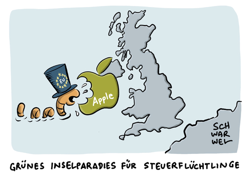 Cartoon: Apple EU Irland (medium) by Schwarwel tagged apple,eu,europäische,uniom,irland,milliarden,euro,eur,geld,steuern,nachzahlung,mac,macbook,iphone,insel,inselparadies,steurparadies,steuerflüchtlinge,unrechtmäßige,steuervergünstigungen,steuervorteil,steuervorteile,karikatur,schwarwel,apple,eu,europäische,uniom,irland,milliarden,euro,eur,geld,steuern,nachzahlung,mac,macbook,iphone,insel,inselparadies,steurparadies,steuerflüchtlinge,unrechtmäßige,steuervergünstigungen,steuervorteil,steuervorteile,karikatur,schwarwel