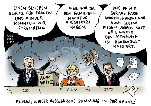 Cartoon: Asylpaket II Frauen und Kinder (medium) by Schwarwel tagged bundestag,asylpaket,verabschiedung,asyl,asylsuchende,flüchtlinge,flüchtlingspolitik,asylpolitik,perspektive,karikatur,schwarwel,flüchtlingsheime,schutz,frauen,kinder,familie,grundgesetz,familiennachzug,würde,des,menschen,recht,gesetz,bundestag,asylpaket,verabschiedung,asyl,asylsuchende,flüchtlinge,flüchtlingspolitik,asylpolitik,perspektive,karikatur,schwarwel,flüchtlingsheime,schutz,frauen,kinder,familie,grundgesetz,familiennachzug,würde,des,menschen,recht,gesetz