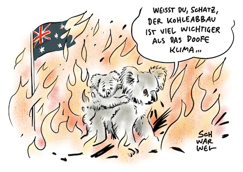 Cartoon: Australien Buschfeuer (medium) by Schwarwel tagged australien,buschfeuer,notstand,feuer,premier,scott,koala,koalabären,wetter,umwelt,natur,umweltschutz,naturschutz,klimawandel,klimagegner,klimaschutz,klimapolitik,trockenheit,dürre,feuerwolken,buschbrände,melbourne,brand,brandkatastrophe,silvester,jahreswechsel,waldbrände,naturkatastrophe,klimakrise,klimaziele,cartoon,karikatur,schwarwel,australien,buschfeuer,notstand,feuer,premier,scott,koala,koalabären,wetter,umwelt,natur,umweltschutz,naturschutz,klimawandel,klimagegner,klimaschutz,klimapolitik,trockenheit,dürre,feuerwolken,buschbrände,melbourne,brand,brandkatastrophe,silvester,jahreswechsel,waldbrände,naturkatastrophe,klimakrise,klimaziele,cartoon,karikatur,schwarwel