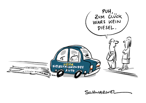 Cartoon: Autonomes Auto Unfall Uber (medium) by Schwarwel tagged autonomes,fahren,auto,kfz,wagen,fahrzeug,automobil,automobilindustrie,autobauer,autohersteller,unfall,tot,tod,polizei,uber,selbstfahrendes,roboter,roboterauto,roboterwagen,fahrdienstvermittler,autonome,fahrzeuge,testfahrten,testfahrt,elektroauto,technologie,konzern,tödlicher,cartoon,karikatur,schwarwel,autonomes,fahren,auto,kfz,wagen,fahrzeug,automobil,automobilindustrie,autobauer,autohersteller,unfall,tot,tod,polizei,uber,selbstfahrendes,roboter,roboterauto,roboterwagen,fahrdienstvermittler,autonome,fahrzeuge,testfahrten,testfahrt,elektroauto,technologie,konzern,tödlicher,cartoon,karikatur,schwarwel