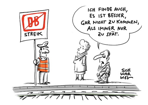 Cartoon: Bahnstreik (medium) by Schwarwel tagged deutsche,bahn,streik,bahnstreik,bahnstreiks,arbeit,job,lohn,gehalt,arbeitgeber,arbeitnehmer,zug,verspätung,verkehr,fernverkehr,regionalverkehr,bahnreisende,reisende,reisender,tarif,tarifverhandlungen,eisenbahn,und,verkehrsgewerkschaft,evg,tarifstreitmitarbeiter,angestellte,lohnerhöhung,arbeitszeitverkürzung,gehtal,gehaltserhöhung,zugausfälle,gewerkschaft,lokführer,lok,warnstreik,arbeitsniederlegung,cartoon,karikatur,schwarwel,deutsche,bahn,streik,bahnstreik,bahnstreiks,arbeit,job,lohn,gehalt,arbeitgeber,arbeitnehmer,zug,verspätung,verkehr,fernverkehr,regionalverkehr,bahnreisende,reisende,reisender,tarif,tarifverhandlungen,eisenbahn,und,verkehrsgewerkschaft,evg,tarifstreitmitarbeiter,angestellte,lohnerhöhung,arbeitszeitverkürzung,gehtal,gehaltserhöhung,zugausfälle,gewerkschaft,lokführer,lok,warnstreik,arbeitsniederlegung,cartoon,karikatur,schwarwel