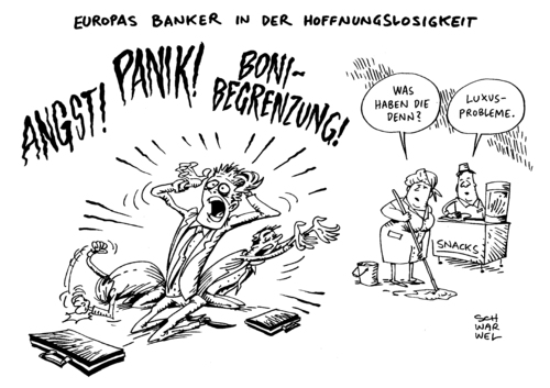 Cartoon: Banker Boni Schock (medium) by Schwarwel tagged obergrenze,banker,banken,boni,bonus,eu,beschluss,schock,london,karikatur,schwarwel,geld,finanzen,handel,obergrenze,banker,banken,boni,bonus,eu,beschluss,schock,london,karikatur,schwarwel,geld,finanzen,handel