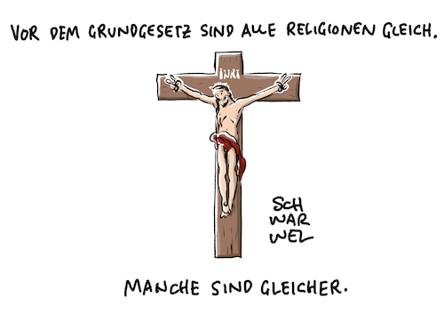 Cartoon: Bayern Gott und Staat im Streit (medium) by Schwarwel tagged bayern,freistaat,gott,religion,kreuz,kruzifix,religionen,jeses,christen,katholiken,orthodox,juden,islam,muslime,muslima,kopftuch,kopftuchdebatte,seehofer,dobrindt,söder,csu,partei,politik,deutschland,grundgesetz,gleichheit,glaube,weltanschauung,weltanschauungen,kardinal,kreutpflicht,behörden,behörde,kirche,kirchen,kippa,verschleierung,cartoon,karikatur,schwarwel,bayern,freistaat,gott,religion,kreuz,kruzifix,religionen,jeses,christen,katholiken,orthodox,juden,islam,muslime,muslima,kopftuch,kopftuchdebatte,seehofer,dobrindt,söder,csu,partei,politik,deutschland,grundgesetz,gleichheit,glaube,weltanschauung,weltanschauungen,kardinal,kreutpflicht,behörden,behörde,kirche,kirchen,kippa,verschleierung,cartoon,karikatur,schwarwel