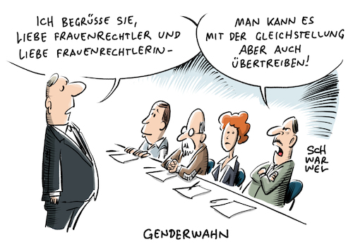 Cartoon: BGH Urteil Gleichstellung (medium) by Schwarwel tagged bgh,urteil,marlies,krämer,kunde,kundin,sparkasse,bank,gesellschaft,politik,genderwahn,gleichstellung,gleichberechtigung,frauen,frau,frauentag,frauenquote,feminismus,feministinnen,feministin,frauenbild,frauenwahlrecht,geschlecht,geschlechterordnung,selbstbestimmung,sexismus,homophob,homophobie,lesben,sexistisch,metoo,vergewaltigung,emanzipation,revolution,freiheitsbewegung,freiheit,gleichheit,geschlechterverhältnisse,frauenbewegung,unterdrückung,rollenbild,rollenbilder,menschenwürde,menschlichkeit,humanismus,sexuelle,weiblichkeit,sexueller,missbrauch,frauenkampftag,hierarchie,internationaler,chancengleichheit,cartoon,karikatur,schwarwel,bundesgerichtshof,recht,gesetz,sprache,weiblich,benachteiligung,generisches,maskulinum,femininum,geschlechtsneutral,weibliche,form,gleichbehandlungsgesetz,sprachgebrauch,bgh,urteil,marlies,krämer,kunde,kundin,sparkasse,bank,gesellschaft,politik,genderwahn,gleichstellung,gleichberechtigung,frauen,frau,frauentag,frauenquote,feminismus,feministinnen,feministin,frauenbild,frauenwahlrecht,geschlecht,geschlechterordnung,selbstbestimmung,sexismus,homophob,homophobie,lesben,sexistisch,metoo,vergewaltigung,emanzipation,revolution,freiheitsbewegung,freiheit,gleichheit,geschlechterverhältnisse,frauenbewegung,unterdrückung,rollenbild,rollenbilder,menschenwürde,menschlichkeit,humanismus,sexuelle,weiblichkeit,sexueller,missbrauch,frauenkampftag,hierarchie,internationaler,chancengleichheit,cartoon,karikatur,schwarwel,bundesgerichtshof,recht,gesetz,sprache,weiblich,benachteiligung,generisches,maskulinum,femininum,geschlechtsneutral,weibliche,form,gleichbehandlungsgesetz,sprachgebrauch