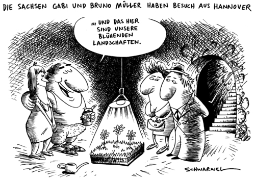 Cartoon: Blühende Landschaften (medium) by Schwarwel tagged ost,deutsch,osten,westen,oktober,hannover,sachsen,wende,deutsche,einheit,aufschwung,krise,landschaft,karikatur,schwarwel,ost,deutschland,ossi,wessi,angela merkel,oktober,berlin,osten,westen,geschichte,hannover,sachsen,wende,deutsche einheit,aufschwung,krise,landschaft,angela,merkel,deutsche,einheit