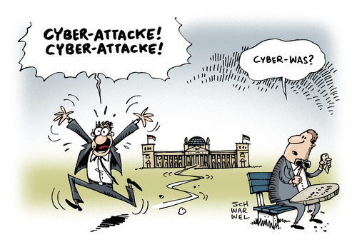 Cartoon: Cyber Attacke Bundestag Hacker (medium) by Schwarwel tagged cyber,attacke,bundestag,hacker,angriff,karikatur,schwarwel,cyber,attacke,bundestag,hacker,angriff,karikatur,schwarwel