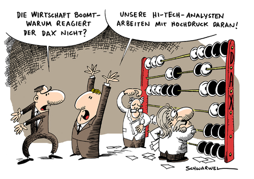 Cartoon: DAX reagiert nicht (medium) by Schwarwel tagged dax,wirtschaft,boom,börse,aktie,wachstum,konjunktur,risiko,investition,investoren,karikatur,schwarwel