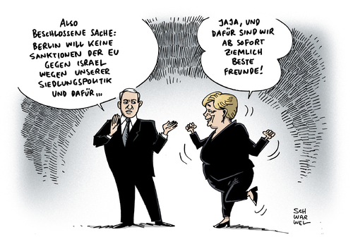 Cartoon: Deutsch israelische Gespräche (medium) by Schwarwel tagged deutsch,deutschland,israel,israelische,gespräche,ministerpräsident,lob,kalkül,berlin,sanktionen,eu,europäische,union,siedlungspolitik,politik,karikatur,schwarwel,deutsch,deutschland,israel,israelische,gespräche,ministerpräsident,lob,kalkül,berlin,sanktionen,eu,europäische,union,siedlungspolitik,politik,karikatur,schwarwel