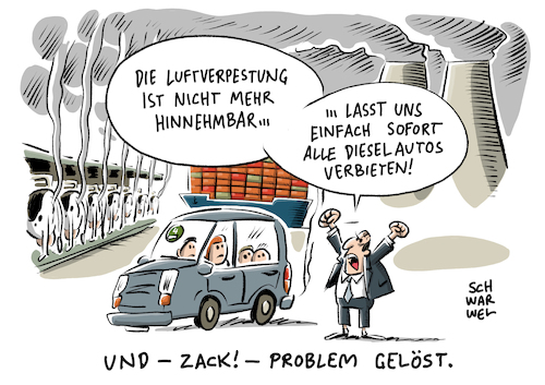 Cartoon: Diesel Fahrverbot (medium) by Schwarwel tagged automobilindustrie,autoindustrie,luftreinhalteplan,luftreinhaltung,stickstoffdioxid,gift,giftig,gesundheit,dieselautos,dieselauto,nachrüstungen,motor,diesel,auto,fahrzeug,fahrverbot,stuttgart,stadt,umwelt,umweltzrstörung,natur,klima,schadstoffe,abgas,autos,gericht,recht,gesetz,umweltschutz,umweltschützer,umwelthilfe,prozess,richter,verurteilung,karikatur,schwarwel,autostadt,automobilindustrie,autoindustrie,luftreinhalteplan,luftreinhaltung,stickstoffdioxid,gift,giftig,gesundheit,dieselautos,dieselauto,nachrüstungen,motor,diesel,auto,fahrzeug,fahrverbot,stuttgart,stadt,umwelt,umweltzrstörung,natur,klima,schadstoffe,abgas,autos,gericht,recht,gesetz,umweltschutz,umweltschützer,umwelthilfe,prozess,richter,verurteilung,karikatur,schwarwel,autostadt