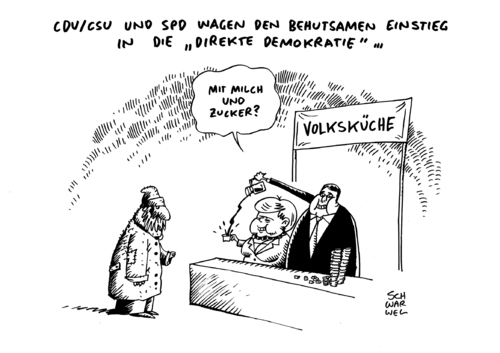 Cartoon: Direkte Demokratie (medium) by Schwarwel tagged direkte,demokratie,skepsis,union,cdu,csu,spd,koalation,koalitionsverhandlung,behutsamer,einstieg,merkel,gabriel,karikatur,schwarwel,direkte,demokratie,skepsis,union,cdu,csu,spd,koalation,koalitionsverhandlung,behutsamer,einstieg,merkel,gabriel,karikatur,schwarwel