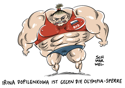 Cartoon: Doping Olympische Spiele in Rio (medium) by Schwarwel tagged olympia,spiele,olympische,doping,russland,sperre,karikatur,schwarwel,dopilenkowa,doping,olympische,spiele,olympia,russland,sperre,karikatur,schwarwel,dopilenkowa