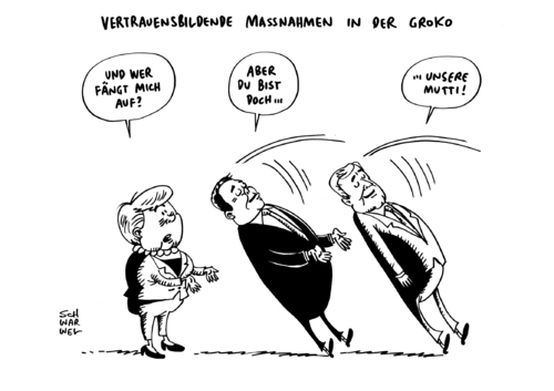 Cartoon: Edathy Vertrauen Groko (medium) by Schwarwel tagged fall,edathy,affäre,vertrauen,kroko,ermittlung,rücktritt,karikatur,schwarwel,bundesminister,minister,friedrich,staatsanwalt,merkel,gabriel,große,koalition,mutti,angle,angela,krise,cerrat,geheimnis,regierung,überforderung,spd,oppermann,kinderporno,kinderpornografie,sexualität,porno,pornografie,informationsweitergabe,union,stellvertreter,vizekanzler,bundeskanzlerin,vertrauensbildende,maßnahmen,fall,edathy,affäre,vertrauen,kroko,ermittlung,rücktritt,karikatur,schwarwel,bundesminister,minister,friedrich,staatsanwalt,merkel,gabriel,große,koalition,mutti,angle,angela,krise,cerrat,geheimnis,regierung,überforderung,spd,oppermann,kinderporno,kinderpornografie,sexualität,sex,porno,pornografie,informationsweitergabe,union,stellvertreter,vizekanzler,bundeskanzlerin,vertrauensbildende,maßnahmen