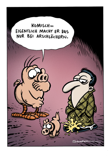 Cartoon: Eigentlich macht er das ... (medium) by Schwarwel tagged cartoon,schwarwel,schweinevogel,witz,lustig,el,depressivo,sid,vogel,tier,tiere,schwein,schweine,sau,gassi,haustiere,arschloch