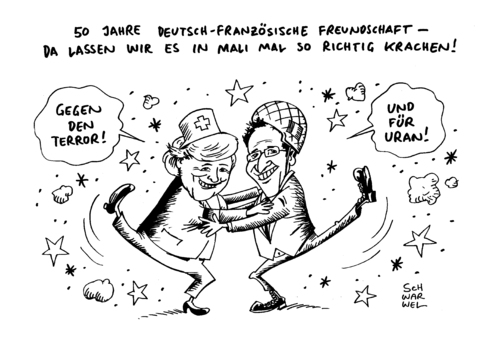 Cartoon: Elysee Mali (medium) by Schwarwel tagged karikatur,schwarwel,mali,deutschland,frankreich,freundschaft,elisee,terror,krieg,uran,karikatur,schwarwel,mali,deutschland,frankreich,freundschaft,elisee,terror,krieg,uran