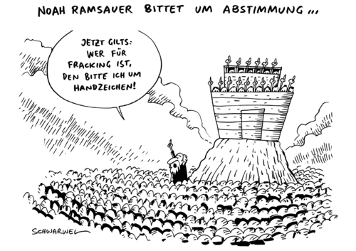 Cartoon: Energiekrise Fracking (medium) by Schwarwel tagged energie,energiekrise,krise,streit,ramsauer,union,partei,noah,fracking,hinterhand,karikatur,schwarwel,abstimmung,dafür,dagegen,energie,energiekrise,krise,streit,ramsauer,union,partei,noah,fracking,hinterhand,karikatur,schwarwel,abstimmung,dafür,dagegen