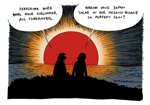 Cartoon: Fukushima schlimmer Tschernobyl (medium) by Schwarwel tagged fukushima,tschernobyl,negativ,atom,atomkraftwerk,reaktor,katastrofe,seuche,tod,krankheit,mensch,tier,erdstoß,erdbebe,beben,klima,umwelt,natur,zerstörung,radioaktiv,verseuchung,störfall,tepco,tsunami,karikatur,schwarwel,fukushima,tschernobyl,atom,reaktor,tod,krankheit,erdbebe,zerstörung,natur,umwelt,klima,verseuchung,radioaktiv,störfall,tepco,tsunami,japan,akw,atomkraft