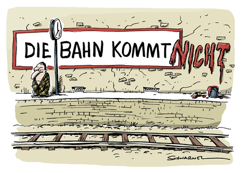 Cartoon: Geplanter Bahnstreik ab Dienstag (medium) by Schwarwel tagged bahn,streik,deutschland,deutsche,gewerkschaft,störung,verkehr,regional,pendler,protestwelle,zug,warnstreik,reisende,passagier,bahn,streik,deutschland,deutsche,gewerkschaft,störung,verkehr,regional,depressivo,protestwelle,zug,warnstreik,reisende,passagier,pendler,db,deutsche bahn,transport,verreisen