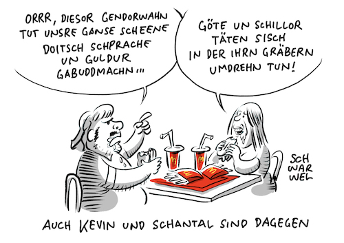 Cartoon: Geschlechtergerechte Sprache (medium) by Schwarwel tagged gendersternchen,gendern,geschlecht,geschlechtergerecht,feminismus,feministen,feministin,frauenrechte,gleichberechtigung,gleichheit,gleichstellung,quote,frauenquote,soziales,sprache,gendering,mcdonalds,antifeministen,antifeminismus,rückschrittlich,tradition,rollenbilder,geschlechterspezifisch,sexismus,cartoon,karikatur,schwarwel,gendersternchen,gendern,geschlecht,geschlechtergerecht,feminismus,feministen,feministin,frauenrechte,gleichberechtigung,gleichheit,gleichstellung,quote,frauenquote,soziales,sprache,gendering,mcdonalds,antifeministen,antifeminismus,rückschrittlich,tradition,rollenbilder,geschlechterspezifisch,sexismus,cartoon,karikatur,schwarwel