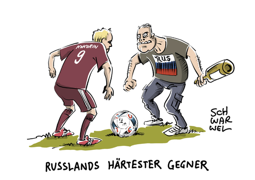 Cartoon: Gewalt bei Fußball EM (medium) by Schwarwel tagged gewalt,terror,em,europameisterschaft,frankreich,marseille,fußball,tor,spieler,hooligans,uefa,ausschreitungen,straßenkampf,russland,strafe,spiel,mannschaft,hools,kampf,karikatur,schwarwel,gewalt,terror,em,europameisterschaft,frankreich,marseille,fußball,tor,spieler,hooligans,uefa,ausschreitungen,straßenkampf,russland,strafe,spiel,mannschaft,hools,kampf,karikatur,schwarwel