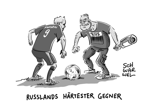 Cartoon: Gewalt bei Fußball EM (medium) by Schwarwel tagged gewalt,terror,em,europameisterschaft,frankreich,marseille,fußball,tor,spieler,hooligans,uefa,ausschreitungen,straßenkampf,russland,strafe,spiel,mannschaft,hools,kampf,karikatur,schwarwel,gewalt,terror,em,europameisterschaft,frankreich,marseille,fußball,tor,spieler,hooligans,uefa,ausschreitungen,straßenkampf,russland,strafe,spiel,mannschaft,hools,kampf,karikatur,schwarwel