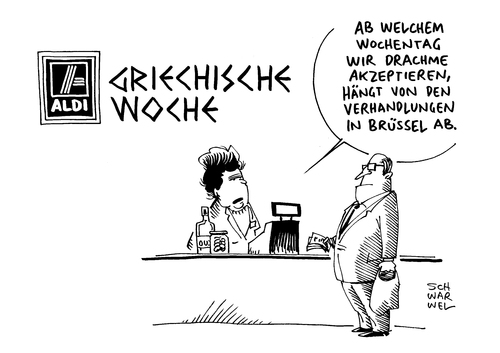 Cartoon: Griechische Woche bei ALDI (medium) by Schwarwel tagged griechische,woche,bei,aldi,billig,discounter,griechenland,karikatur,schwarwel,lebensmittel,nahrung,ernährung,drachme,brüssel,griechische,woche,bei,aldi,billig,discounter,griechenland,karikatur,schwarwel,lebensmittel,nahrung,ernährung,drachme,brüssel