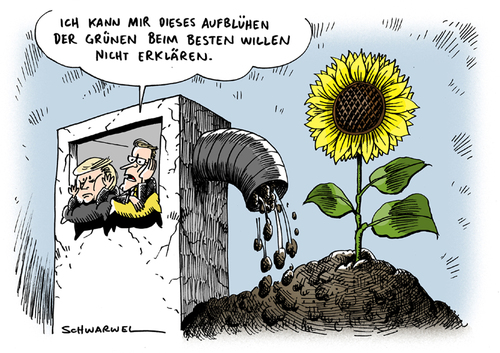 Cartoon: Grün blüht auf (medium) by Schwarwel tagged grün,die,grünen,partei,angela,merkel,guido,westerwelle,cdu,fdp,regierung,deutschland,politik,karikatur,schwarwel