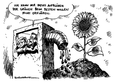 Cartoon: Grün blüht auf (medium) by Schwarwel tagged grün,die,grünen,partei,angela,merkel,guido,westerwelle,cdu,fdp,regierung,deutschland,politik,karikatur,schwarwel