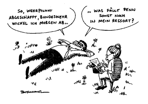 Cartoon: Guttenberg Wehrpflicht (medium) by Schwarwel tagged guttenberg,wehrpflicht,armee,krieg,frieden,deutschland,karikatur,schwarwel