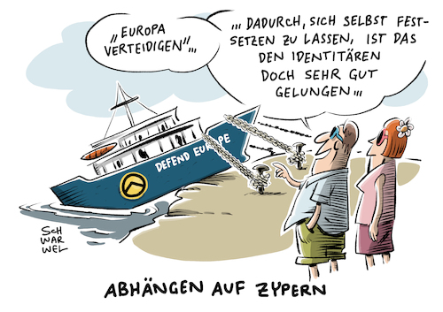 Cartoon: Identitären Schiff Zypern (medium) by Schwarwel tagged karikatur,schwarwel,flüchtlingshilfswerk,menschenschmuggel,schmuggel,schmuggler,flüchtlinge,geflüchtete,flüchtlingspolitik,flüchtlingskrise,schiff,seenot,notruf,mittelmeer,flüchtlingsroute,schlepper,zypern,libyen,syrien,flucht,dfend,europe,identitär,identitären,kampagnenschiff,identitäre,bewegung,rechts,nazi,rechtspopulismus,rechtsextrem,aktivist,kapitän,schlepperbanden,schlepperverdacht,küstenwache,flüchtlingsboote,seenotrettung,neonationalistisch,islam,islamfeindlich,radikal,radikalisierung,ausländerfeindlich,asyl,asylanten,ngo,karikatur,schwarwel,flüchtlingshilfswerk,menschenschmuggel,schmuggel,schmuggler,flüchtlinge,geflüchtete,flüchtlingspolitik,flüchtlingskrise,schiff,seenot,notruf,mittelmeer,flüchtlingsroute,schlepper,zypern,libyen,syrien,flucht,dfend,europe,identitär,identitären,kampagnenschiff,identitäre,bewegung,rechts,nazi,rechtspopulismus,rechtsextrem,aktivist,kapitän,schlepperbanden,schlepperverdacht,küstenwache,flüchtlingsboote,seenotrettung,neonationalistisch,islam,islamfeindlich,radikal,radikalisierung,ausländerfeindlich,asyl,asylanten,ngo