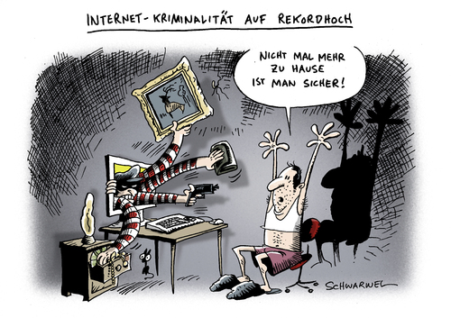 Cartoon: Internet Kriminalität (medium) by Schwarwel tagged internet,kriminalität,web,www,world,wide,verbrechen,strafe,gesetz,rekord,hoch,anstieg,netz,statistik,polizei,straftat,computer,mac,pc,haus,diebstahl,waffe,betrug,delikt,daten,karikatur,schwarwel,internet,kriminalität,web,www,strafe,gesetz,rekord,hoch,anstieg,netz,polizei,straftat,computer,mac,haus,diebstahl,statistik,daten,delikt