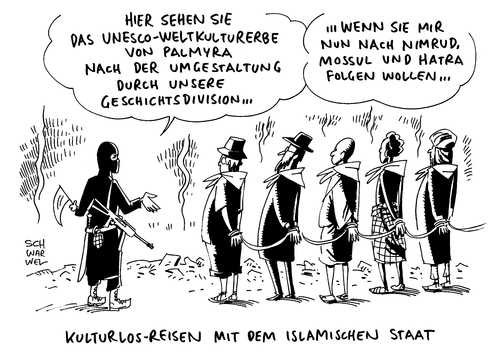 Cartoon: IS zerstört Kulturerbe Palmyra (medium) by Schwarwel tagged islamischer,staat,islam,is,zerstört,kulturerbe,palmyra,zerstörung,kultur,mord,terror,gewalt,karikatir,schwarwel,folter,vergewaltigung,ausrottung,kurden,terrormiliz,säulen,baal,tempel,weltkulturerbe,syrien,naher,osten,ruinenstadt,extremisten,extremistengruppe,islamischer,staat,islam,is,zerstört,kulturerbe,palmyra,zerstörung,kultur,mord,terror,gewalt,karikatir,schwarwel,folter,vergewaltigung,ausrottung,kurden,terrormiliz,säulen,baal,tempel,weltkulturerbe,syrien,naher,osten,ruinenstadt,extremisten,extremistengruppe