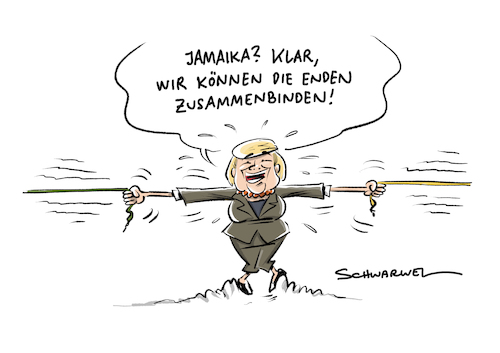 Cartoon: Jamaika Koalition Merkel (medium) by Schwarwel tagged jamaika,kolaition,sondierung,sondierungsgespräche,regierung,politik,politiker,deutschland,regierungsbeteiligung,angela,merkel,bundeskanzlerin,cdu,csu,union,partei,spd,martin,schulz,wahl,bundestagswahl,wahlen,neuwahl,neuwahlen,minderheitsregierung,minderheitenregierung,parteichef,groko,große,koalition,demokratie,karikatur,schwarwel,jamaika,kolaition,sondierung,sondierungsgespräche,regierung,politik,politiker,deutschland,regierungsbeteiligung,angela,merkel,bundeskanzlerin,cdu,csu,union,partei,spd,martin,schulz,wahl,bundestagswahl,wahlen,neuwahl,neuwahlen,minderheitsregierung,minderheitenregierung,parteichef,groko,große,koalition,demokratie,karikatur,schwarwel