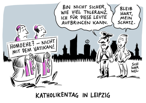 Cartoon: Katholikentag in Leipzig (medium) by Schwarwel tagged katholikentag,leipzig,katholik,kirche,religion,gott,karikatur,schwarwel,pabst,evangelium,christen,christ,religiös,gläaube,gläubige,nichtgläubige,atheist,andacht,katholikentag,leipzig,katholik,kirche,religion,gott,karikatur,schwarwel,pabst,evangelium,christen,christ,religiös,gläaube,gläubige,nichtgläubige,atheist,andacht