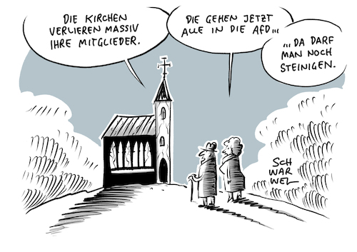 Cartoon: Kirche Mitgliederschwund (medium) by Schwarwel tagged kirche,religion,christen,jesus,kreuz,pabst,pastor,mitglieder,afd,partei,rechts,rechtsextrem,nazi,nazis,nazipartei,rechtsextremismus,populismus,rechtspopulismus,rassismus,rassisten,steinigen,steinigung,mitgliederschwund,sexueller,missbrauch,katholisch,evangelisch,steuer,steuern,kirchensteuer,katholiken,protestanten,cartoon,karikatur,schwarwel,kirche,religion,christen,jesus,kreuz,pabst,pastor,mitglieder,afd,partei,rechts,rechtsextrem,nazi,nazis,nazipartei,rechtsextremismus,populismus,rechtspopulismus,rassismus,rassisten,steinigen,steinigung,mitgliederschwund,sexueller,missbrauch,katholisch,evangelisch,steuer,steuern,kirchensteuer,katholiken,protestanten,cartoon,karikatur,schwarwel