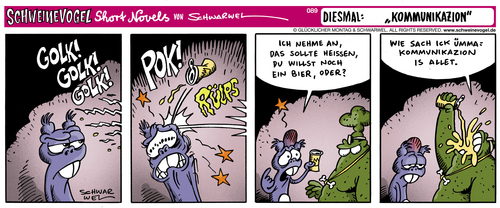 Cartoon: Kommunikazion (medium) by Schwarwel tagged schwarwel,schweinevogel,comic,strip,cartoon,iron,doof,swampie,kommunikation,bier,freund,familie,freundschaft,miteinander,reden,gespräch,beziehung,sozial