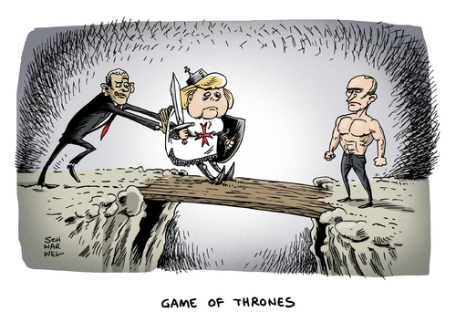 Cartoon: Krim Merkel Vermittler Putin (medium) by Schwarwel tagged krim,krise,ukraine,krieg,konflikt,obama,merkel,putin,russland,usa,deutschland,mächte,wirtschaft,wirtschaftskrieg,annektion,ritter,game,of,thrones,waffen,gewalt,machtverhältnis,g7,g8,nato,eu,europäische,union,frieden,einigung,karikatur,schwarwel,krim,krise,ukraine,krieg,konflikt,obama,merkel,putin,russland,usa,deutschland,mächte,wirtschaft,wirtschaftskrieg,annektion,ritter,game,of,thrones,waffen,gewalt,machtverhältnis,g7,g8,nato,eu,europäische,union,frieden,einigung,karikatur,schwarwel