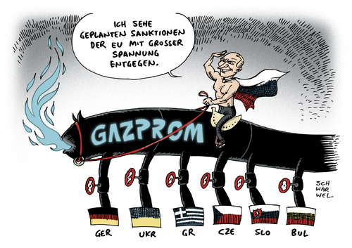 Cartoon: Krim Putin Gazprom (medium) by Schwarwel tagged krim,krise,ukraine,putin,geheimwaffe,gazprom,eu,europäische,union,deutschland,griechenland,bulgarien,sanktionen,krieg,terror,gewalt,mord,tot,tod,slowakai,gas,abhängigkeit,macht,machtausübung,angst,intervention,strafe,straffrei,cameron,handelspartner,russland,energie,öl,karikatur,schwarwel,krim,krise,ukraine,putin,geheimwaffe,gazprom,eu,europäische,union,deutschland,griechenland,bulgarien,sanktionen,krieg,terror,gewalt,mord,tot,tod,slowakai,gas,abhängigkeit,macht,machtausübung,angst,intervention,strafe,straffrei,cameron,handelspartner,russland,energie,öl,karikatur,schwarwel