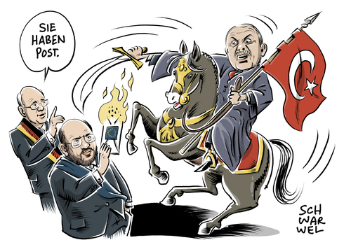 Cartoon: Kritik an Erdogan (medium) by Schwarwel tagged kritik,erdogan,drohung,abgeordnete,bundespräsident,lammert,mahnung,eu,europäische,union,präsident,martin,schulz,brandbrief,karikatur,schwarwel,meinungsfreiheit,terror,gewalt,türkei,kritik,erdogan,drohung,abgeordnete,bundespräsident,lammert,mahnung,eu,europäische,union,präsident,martin,schulz,brandbrief,karikatur,schwarwel,meinungsfreiheit,terror,gewalt,türkei