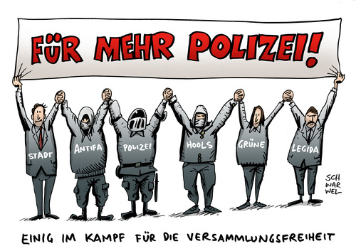 Cartoon: LEGIDA Verbot mehr Polizei (medium) by Schwarwel tagged legida,verbot,forderung,mehr,polizei,sachsen,demo,demonstration,versammlungsfreiheit,stadt,leipzig,antifa,die,grüne,hools,hooligans,rechts,nazis,karikatur,schwarwel,absage,legida,verbot,forderung,mehr,polizei,sachsen,demo,demonstration,versammlungsfreiheit,stadt,leipzig,antifa,die,grüne,hools,hooligans,rechts,nazis,karikatur,schwarwel,absage