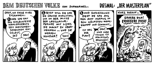 Cartoon: Merkel Masterplan (medium) by Schwarwel tagged merkel,masterplan,spd,politik,deutshcland,partei,angela,angie,cdu,csu,gabriel,große,koalition,fdp,macht,geld,karikatur,schwarwel,merkel,masterplan,spd,politik,deutshcland,partei,angela,angie,cdu,csu,gabriel,große,koalition,fdp,macht,geld,karikatur,schwarwel