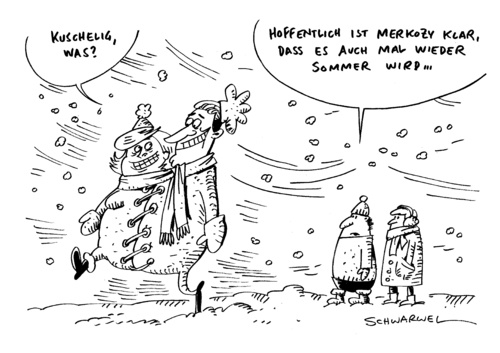 Cartoon: Merkozy Merkel Wahlkampf (medium) by Schwarwel tagged bundeskanzlerin,angela,angie,merkel,premier,frankreich,sarkozy,wahl,wahlkampf,wahlkampfsenung,herausforderung,hollande,winter,kälte,politik,politiker,deutschland,staat,tv,fernsehen,karikatur,schwarwel,bundeskanzlerin,angela merkel,premier,sarkozy,wahl,wahlkampf,kälte,angela,merkel