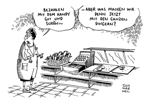 Cartoon: Mobiles Bezahlen (medium) by Schwarwel tagged mobiles,bezahlen,smartphone,iphone,handy,geld,karikatur,schwarwel,mobiles,bezahlen,smartphone,iphone,handy,geld,karikatur,schwarwel